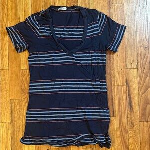 Splendid Navy Striped V-Neck T-Shirt